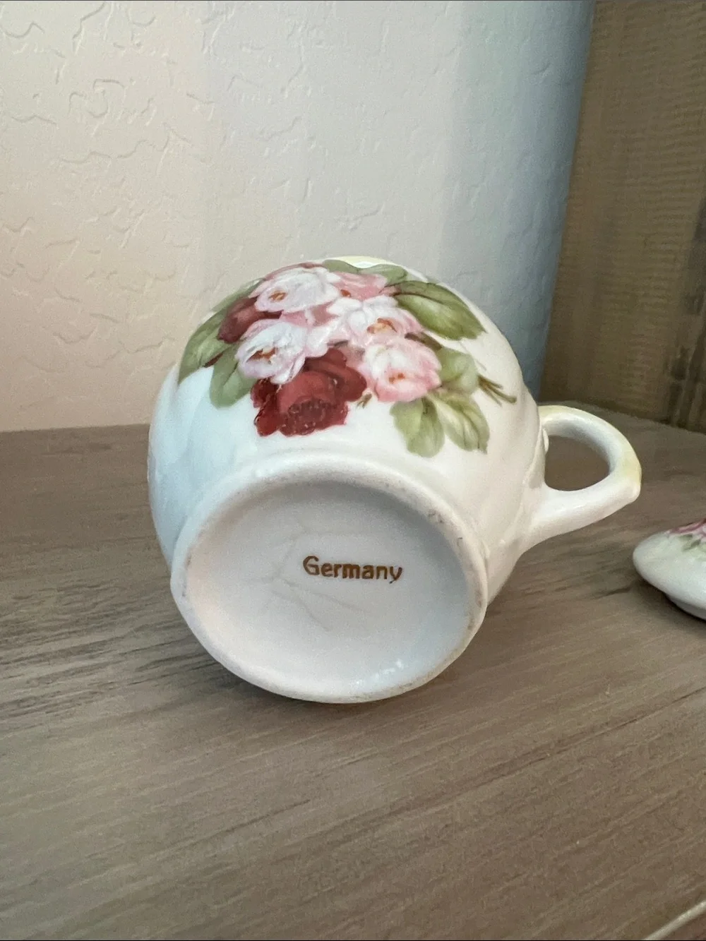 Vintage Porcelain miniature lidded Sugar Bowl- with floral decor